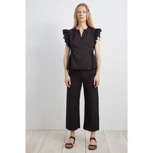 Apiece Apart XS Maria Del Mar Top in Black Ruffle Eyelet Sleeveless Blouse